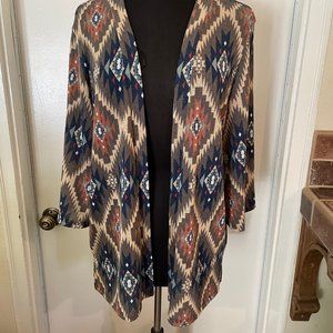 Jody California Aztec Print Lightweight Sweater/Size L